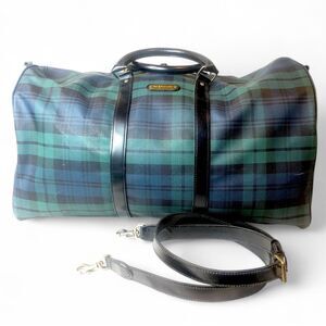 RALPH LAUREN Black Watch Plaid Boston Overnight Travel Carry-On Duffle Bag 55cm